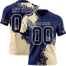 Load image into Gallery viewer, Custom Navy Cream 3D Pattern Abstract Brush Stroke Authentic Football Jersey
