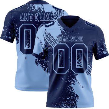 Custom Navy Light Blue 3D Pattern Abstract Brush Stroke Mesh Authentic Football Jersey
