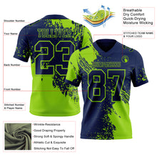Laden Sie das Bild in den Galerie-Viewer, Custom Navy Neon Green 3D Pattern Abstract Brush Stroke Authentic Football Jersey
