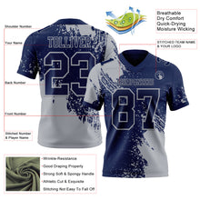 Загрузить изображение в средство просмотра галереи, Custom Navy Gray 3D Pattern Abstract Brush Stroke Authentic Football Jersey
