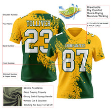 Загрузить изображение в средство просмотра галереи, Custom Gold White-Green 3D Pattern Abstract Brush Stroke Authentic Football Jersey

