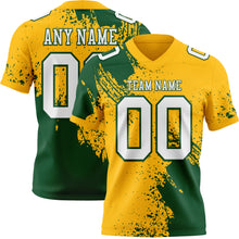 Загрузить изображение в средство просмотра галереи, Custom Gold White-Green 3D Pattern Abstract Brush Stroke Authentic Football Jersey
