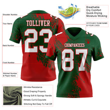 Загрузить изображение в средство просмотра галереи, Custom Green White-Red 3D Pattern Abstract Brush Stroke Authentic Football Jersey
