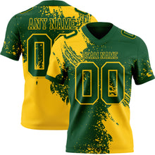 Laden Sie das Bild in den Galerie-Viewer, Custom Green Yellow 3D Pattern Abstract Brush Stroke Authentic Football Jersey
