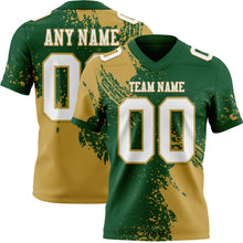 Загрузить изображение в средство просмотра галереи, Custom Green White-Old Gold 3D Pattern Abstract Brush Stroke Authentic Football Jersey

