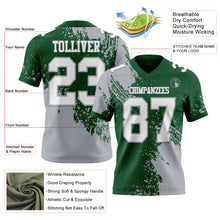 Laden Sie das Bild in den Galerie-Viewer, Custom Green White-Gray 3D Pattern Abstract Brush Stroke Authentic Football Jersey
