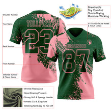 Laden Sie das Bild in den Galerie-Viewer, Custom Green Medium Pink 3D Pattern Abstract Brush Stroke Authentic Football Jersey
