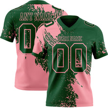 Laden Sie das Bild in den Galerie-Viewer, Custom Green Medium Pink 3D Pattern Abstract Brush Stroke Authentic Football Jersey
