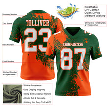 Laden Sie das Bild in den Galerie-Viewer, Custom Green White-Orange 3D Pattern Abstract Brush Stroke Authentic Football Jersey
