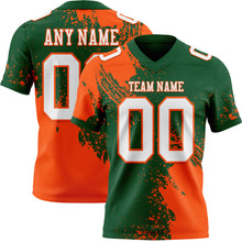 Laden Sie das Bild in den Galerie-Viewer, Custom Green White-Orange 3D Pattern Abstract Brush Stroke Authentic Football Jersey
