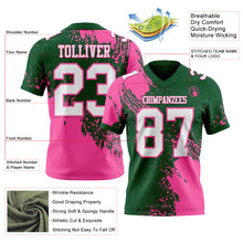 Load image into Gallery viewer, Custom Green White-Pink 3D Pattern Abstract Brush Stroke Authentic Football Jersey
