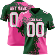 Load image into Gallery viewer, Custom Green White-Pink 3D Pattern Abstract Brush Stroke Authentic Football Jersey
