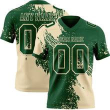Laden Sie das Bild in den Galerie-Viewer, Custom Green Cream 3D Pattern Abstract Brush Stroke Authentic Football Jersey
