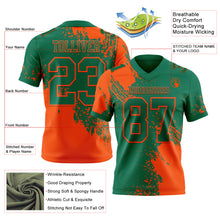 Load image into Gallery viewer, Custom Kelly Green Orange 3D Pattern Abstract Brush Stroke Authentic Football Jersey
