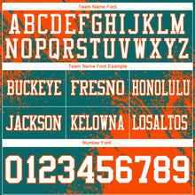 Load image into Gallery viewer, Custom Teal White-Orange 3D Pattern Abstract Brush Stroke Authentic Football Jersey
