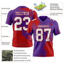 Laden Sie das Bild in den Galerie-Viewer, Custom Purple White-Red 3D Pattern Abstract Brush Stroke Authentic Football Jersey
