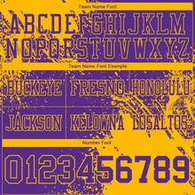 Laden Sie das Bild in den Galerie-Viewer, Custom Purple Gold 3D Pattern Abstract Brush Stroke Authentic Football Jersey
