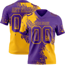 Laden Sie das Bild in den Galerie-Viewer, Custom Purple Gold 3D Pattern Abstract Brush Stroke Authentic Football Jersey

