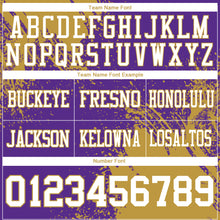 Laden Sie das Bild in den Galerie-Viewer, Custom Purple White-Old Gold 3D Pattern Abstract Brush Stroke Authentic Football Jersey
