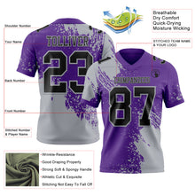 Laden Sie das Bild in den Galerie-Viewer, Custom Purple Black-Gray 3D Pattern Abstract Brush Stroke Authentic Football Jersey
