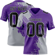 Laden Sie das Bild in den Galerie-Viewer, Custom Purple Black-Gray 3D Pattern Abstract Brush Stroke Authentic Football Jersey
