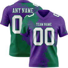 Laden Sie das Bild in den Galerie-Viewer, Custom Purple White-Kelly Green 3D Pattern Abstract Brush Stroke Authentic Football Jersey
