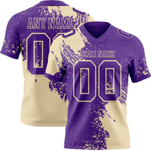 Laden Sie das Bild in den Galerie-Viewer, Custom Purple Cream 3D Pattern Abstract Brush Stroke Authentic Football Jersey
