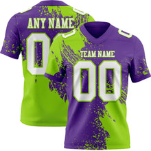 Загрузить изображение в средство просмотра галереи, Custom Purple White-Neon Green 3D Pattern Abstract Brush Stroke Authentic Football Jersey
