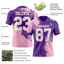 Загрузить изображение в средство просмотра галереи, Custom Purple White-Light Pink 3D Pattern Abstract Brush Stroke Authentic Football Jersey
