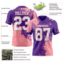 Загрузить изображение в средство просмотра галереи, Custom Purple White-Medium Pink 3D Pattern Abstract Brush Stroke Authentic Football Jersey
