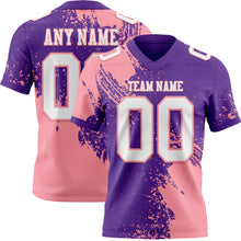 Загрузить изображение в средство просмотра галереи, Custom Purple White-Medium Pink 3D Pattern Abstract Brush Stroke Authentic Football Jersey
