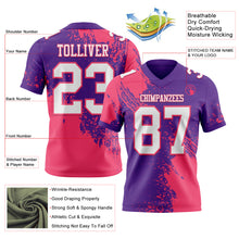 Laden Sie das Bild in den Galerie-Viewer, Custom Purple White-Neon Pink 3D Pattern Abstract Brush Stroke Authentic Football Jersey
