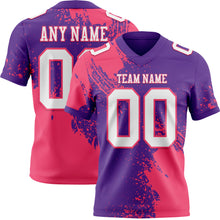 Laden Sie das Bild in den Galerie-Viewer, Custom Purple White-Neon Pink 3D Pattern Abstract Brush Stroke Authentic Football Jersey
