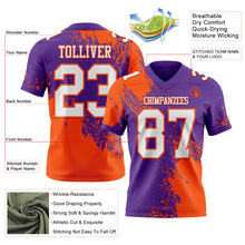 Загрузить изображение в средство просмотра галереи, Custom Purple White-Orange 3D Pattern Abstract Brush Stroke Authentic Football Jersey
