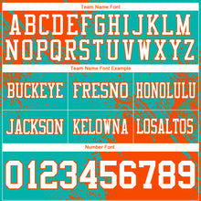 Загрузить изображение в средство просмотра галереи, Custom Aqua White-Orange 3D Pattern Abstract Brush Stroke Authentic Football Jersey
