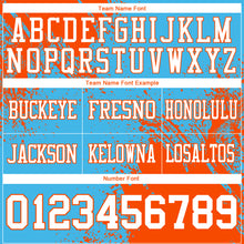 Laden Sie das Bild in den Galerie-Viewer, Custom Sky Blue White-Orange 3D Pattern Abstract Brush Stroke Authentic Football Jersey
