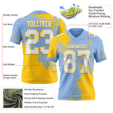 Load image into Gallery viewer, Custom Light Blue White-Yellow 3D Pattern Abstract Brush Stroke Authentic Football Jersey
