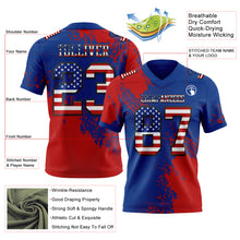 Загрузить изображение в средство просмотра галереи, Custom Royal USA Flag Red-Black 3D Pattern Abstract Brush Stroke Authentic Football Jersey
