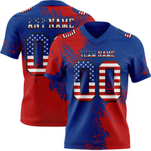 Загрузить изображение в средство просмотра галереи, Custom Royal USA Flag Red-Black 3D Pattern Abstract Brush Stroke Authentic Football Jersey
