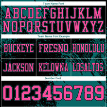 Load image into Gallery viewer, Custom Black Pink-Teal 3D Pattern Abstract Brush Stroke Authentic Football Jersey
