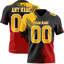 Загрузить изображение в средство просмотра галереи, Custom Black Gold Red-White 3D Pattern Abstract Brush Stroke Authentic Football Jersey

