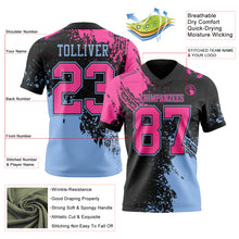 Laden Sie das Bild in den Galerie-Viewer, Custom Black Pink-Light Blue 3D Pattern Abstract Brush Stroke Authentic Football Jersey
