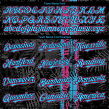 Charger l'image dans la galerie, Custom Black Pink-Sky Blue 3D Hawaii Tropical Palm Leaves Authentic Baseball Jersey
