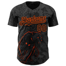 Load image into Gallery viewer, Custom Black Orange 3D Hawaii Tropical Palm Leaves And Animal Leopard Authentic Baseball Jersey
