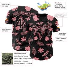 Load image into Gallery viewer, Custom Black Medium Pink 3D Hawaii Palm Leaves Authentic Baseball Jersey
