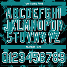 Load image into Gallery viewer, Custom Black Teal-White 3D Hawaii Palm Leaves Authentic Baseball Jersey
