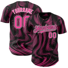 Load image into Gallery viewer, Custom Black Pink-White 3D Pattern Design Fluid Lines Authentic Baseball Jersey
