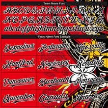 Charger l'image dans la galerie, Custom Red Black-White 3D Hawaii Flower Authentic Baseball Jersey
