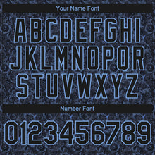 Load image into Gallery viewer, Custom Black Light Blue 3D Pattern Design Flower Authentic Baseball Jersey
