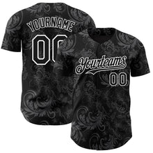 Загрузить изображение в средство просмотра галереи, Custom Black White 3D Pattern Design Flower Authentic Baseball Jersey
